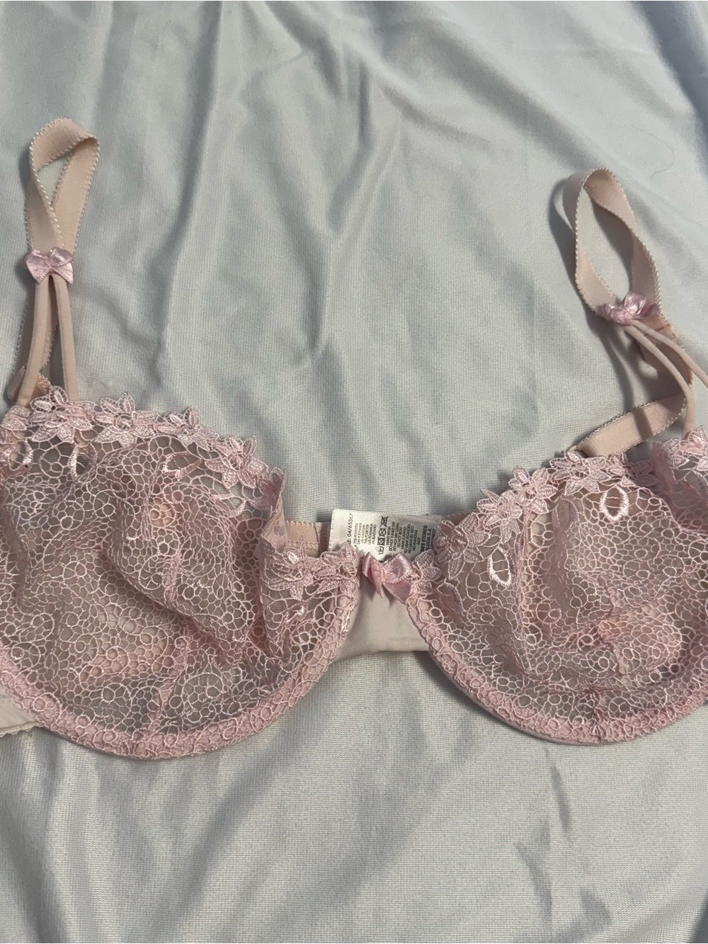 Sheer Floral Lace Underwire Bra in Blush Pink